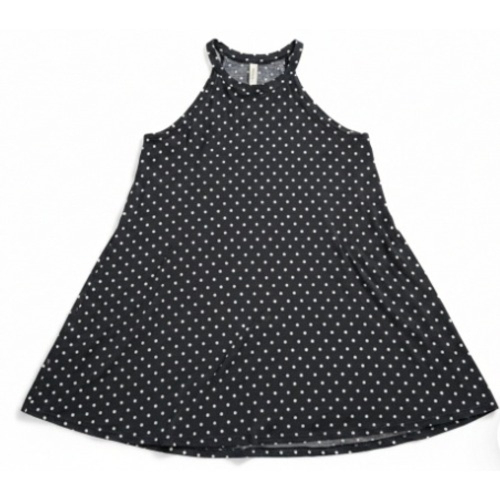 Yahada Polka Dot Sleeveless Halter Neck Trapeze Swing Mini Dress Plus Size 1X